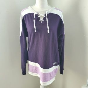 PINK lace up Sweatshirt sz S